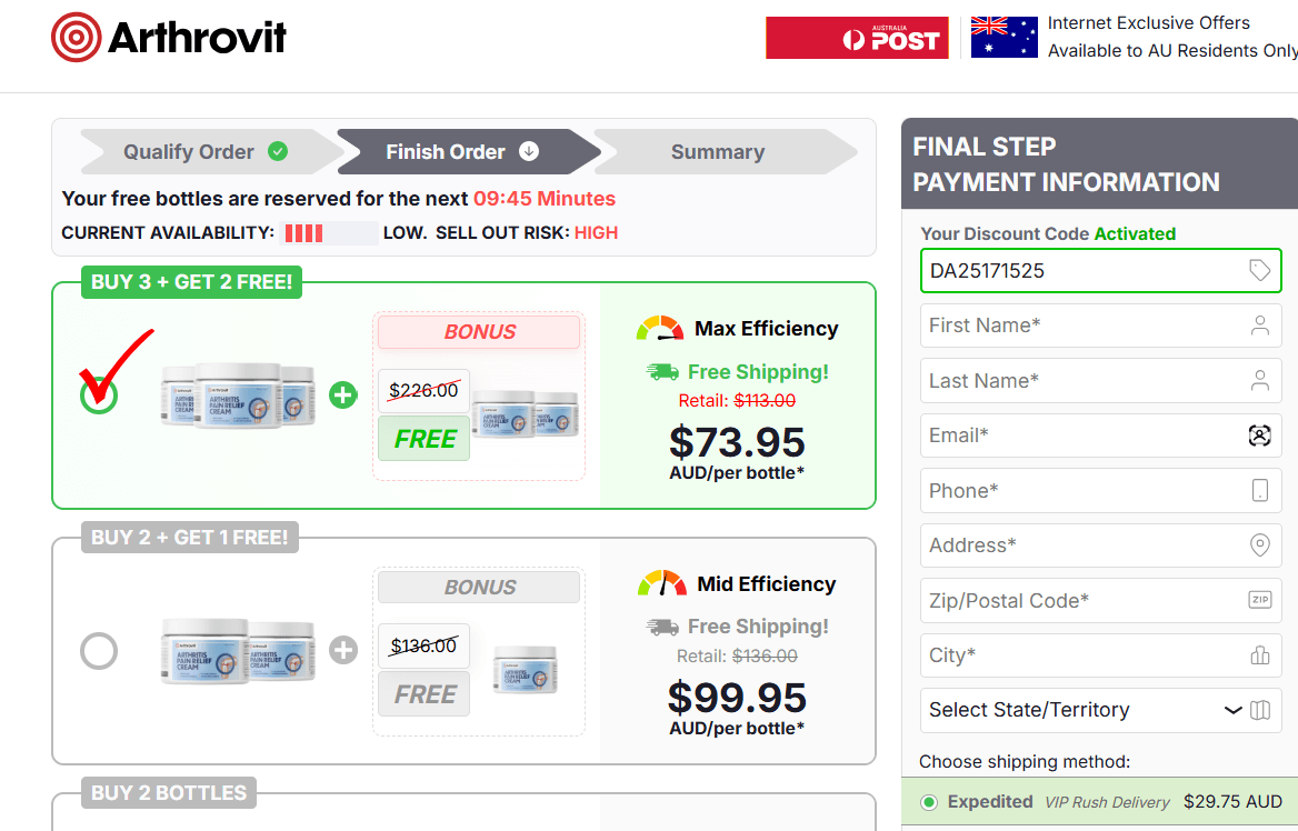 Arthrovit Order Page